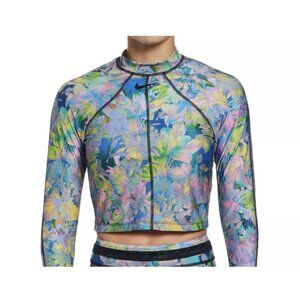 Nike Women's Fusion Long Sleeve Crop Hydroguard Swim Top Size M